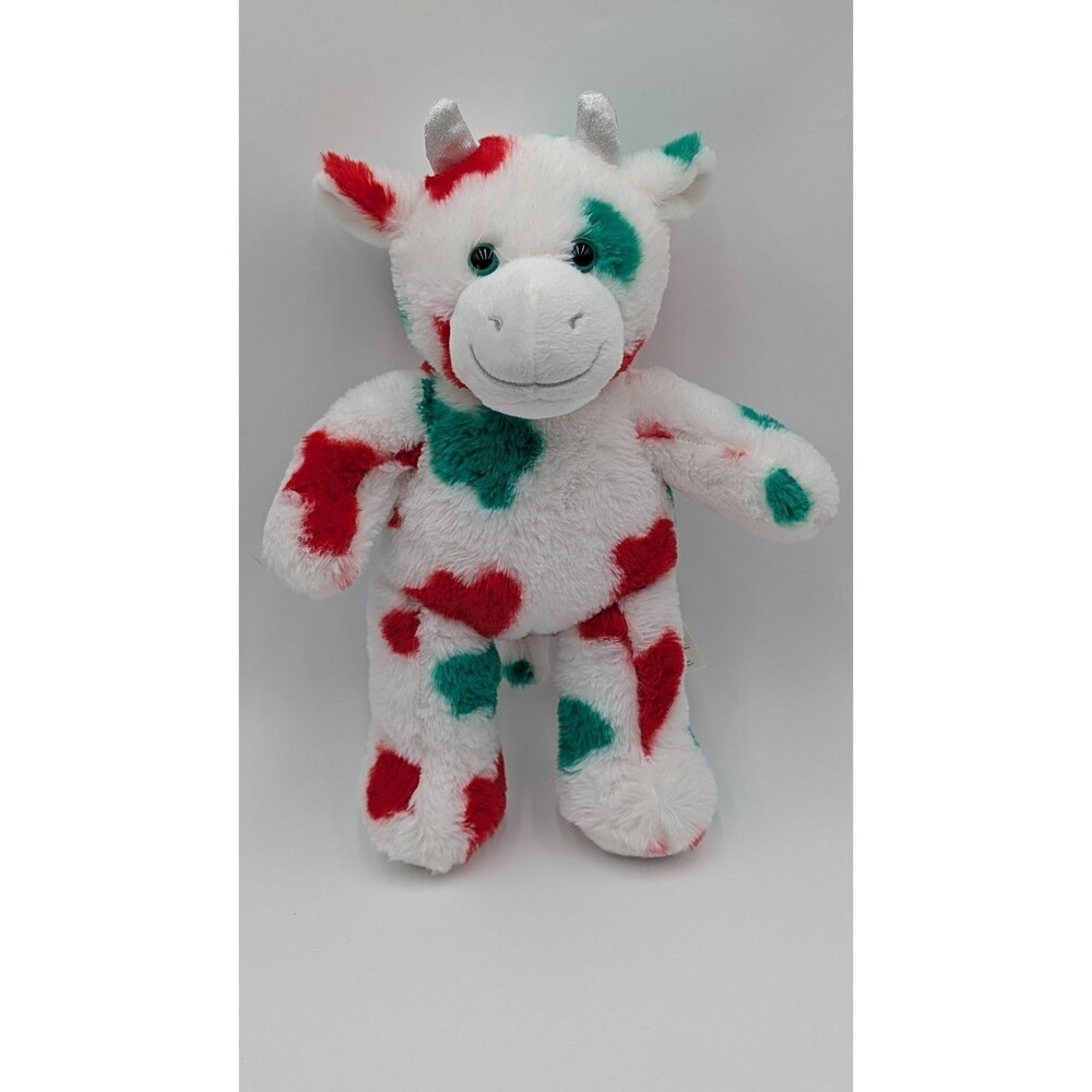 Build-A-Bear 2022 Candy Cane Christmas Cow Plush Stuffed Red Green Holiday